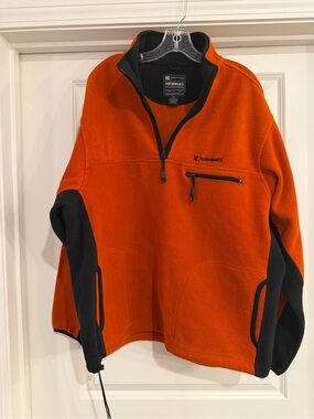 American Eagle Outfitters Orange and Black Zip-Up Fleece Pullover